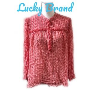 Lucky Brand Orange Beaded Top Large